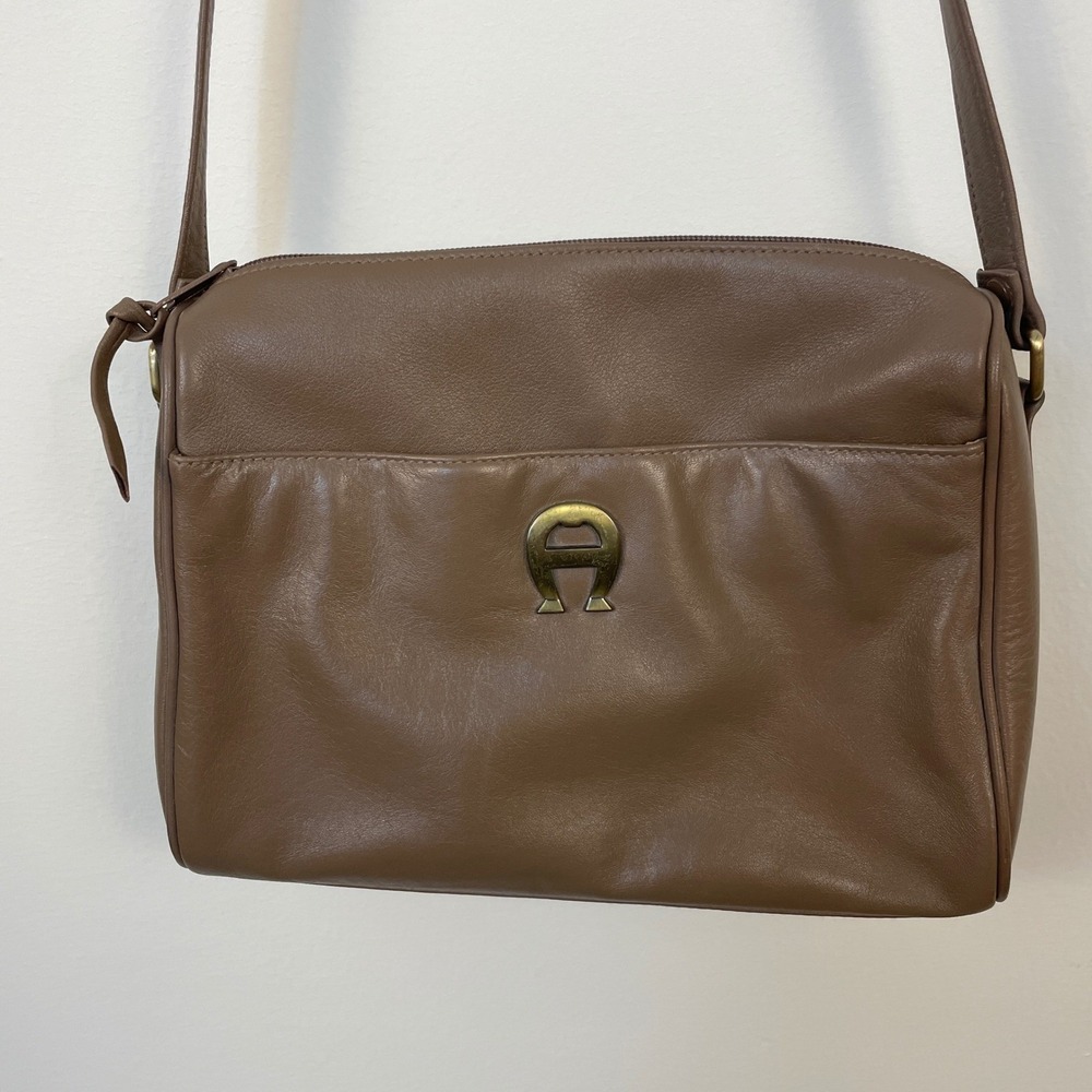 Etienne Aigner Brown‎ Leather Crossbody Bag Designer Purse Vintage Style
